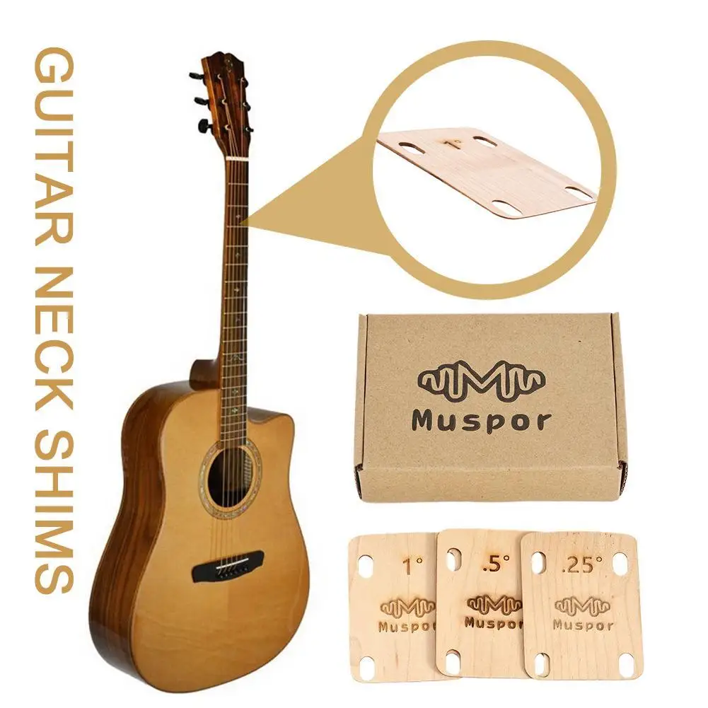 

3pcs Guitar Neck Shim 0.25/0.5/1 Degree Taper Maple Wood Guitar Neck Bottom Adjustment Shim Musical Instrument Accessories