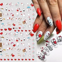 3d love valentine nail sticker cartoon cute couple lover sliders red lips heart design wrap nails art manicure decoration bef106