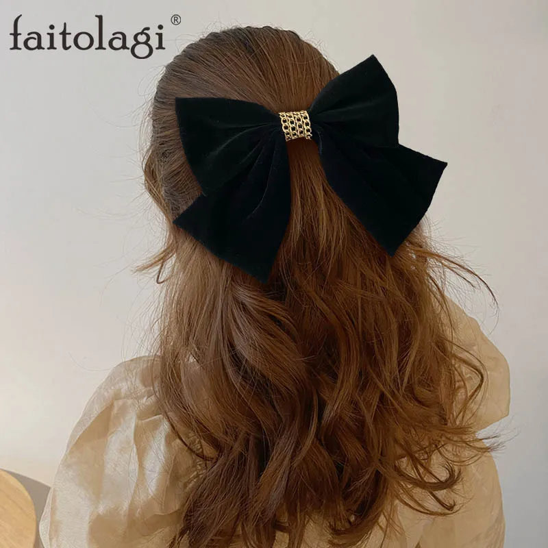 

Новые модные заколки для волос с большим бантом для женщин Элегантные корейские фланелевые заколки для волос заколки для конского хвоста г...