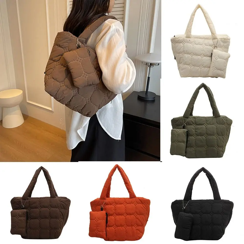 

Korean Style Space Cotton Underarm Bag Temperament Plaid with Coin Purse Large Capacity Shoulder Bag Girls