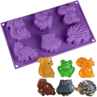 forest animals silicone mold squirrel frog fox turtle owl hedgehog mould for ice cube cookie soap plaster concrete making tools