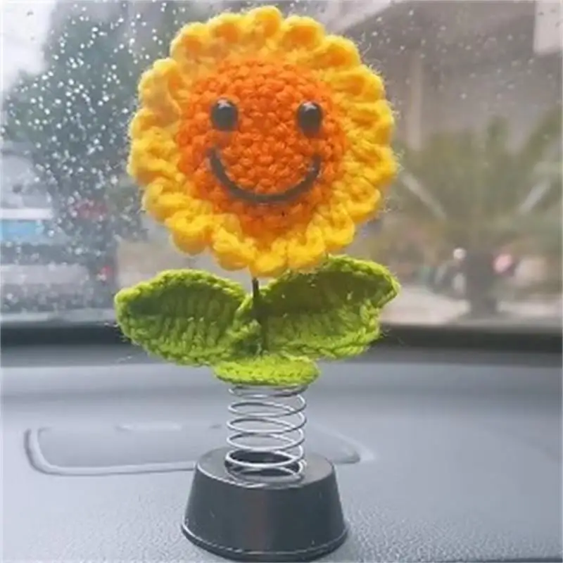

Creative Car Ornaments Hand-woven Sunflower Shake Head Flower Simulation Ornaments Car Interior Decoration Accessories