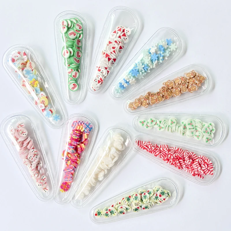

12Pcs 60*22mm PVC Filling Shakes Clay Christmas Festival Applique for DIY Christmas Headwear Hair Clips Accessories Decor