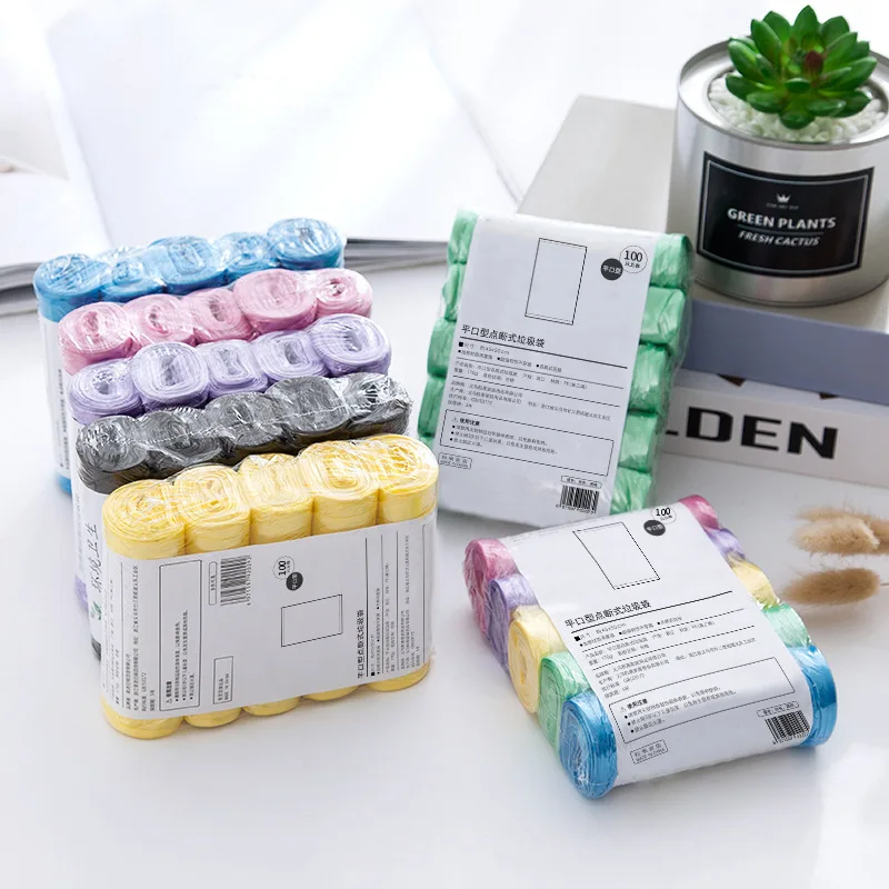 

5 Rolls 100Pcs Reinforced Garbage Bag New Material Color Kitchen Bathroom Household Point-broken Plastic Bag Garbage Trash Bags