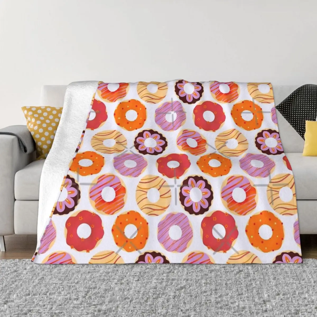 Фиолетовые и оранжевые пончики всесезонное универсальное одеяло для кинотеатра