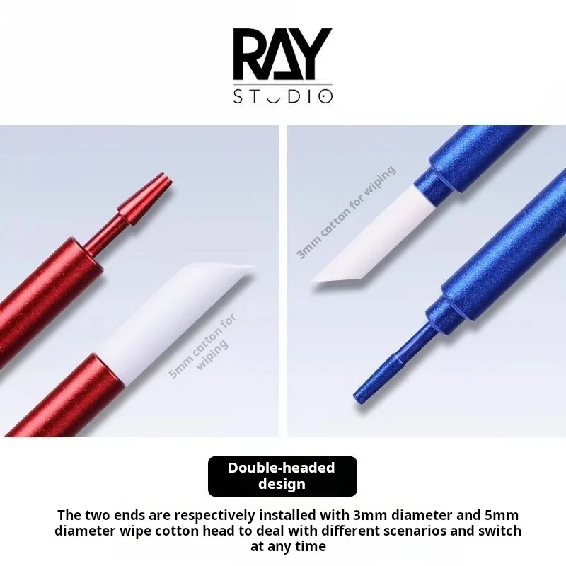 Фото Металлическая протирка RAY Studio, тампон для очистки просачивания с полиэфирными хлопковыми насадками для модели, хобби, палочка для чистки панели №5
