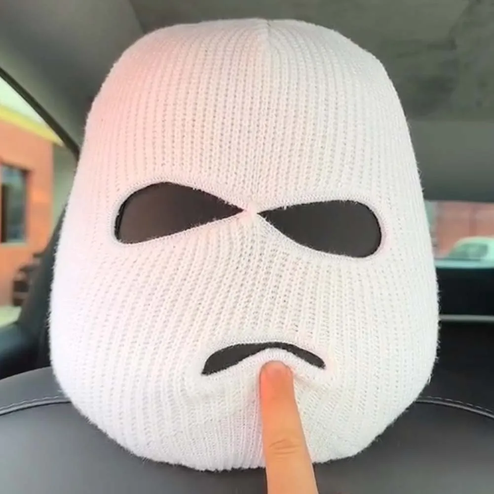 wa osłona zagłówka fotela samochodowego kominiarka 3 otwory pełna Halloween boże narodzenie zabawna dekoracja samochodu uniwersalna dla Tesla