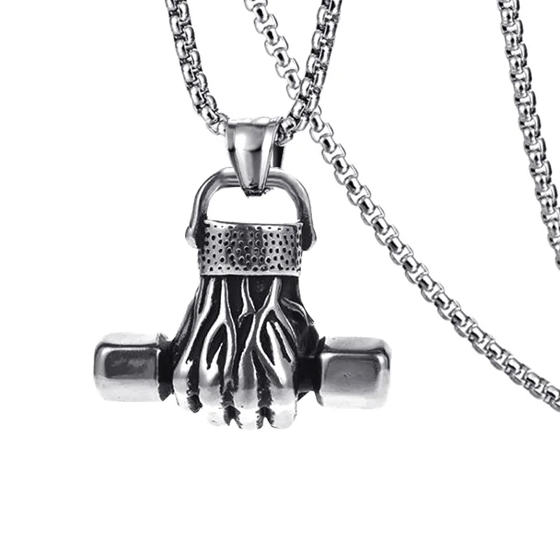 

Gym Dumbbell Men Pendant Power Domineering Jewelry Men's Necklace for Women Women's Stainless Steel Necklace Man Kpop Chains