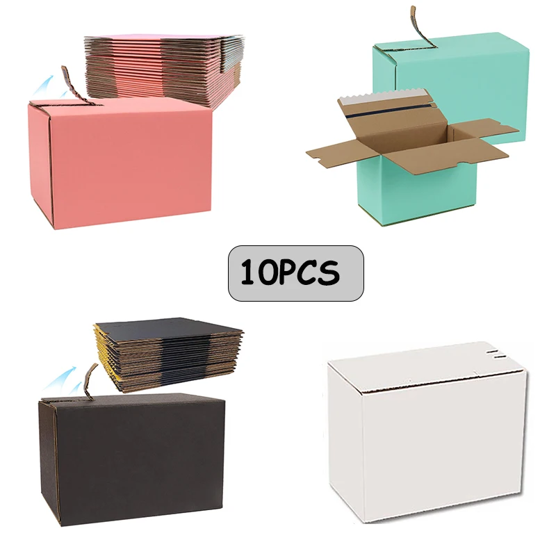 10Pcs Zipper Carton Colorful Square Folding Paper Box for Gift Mailing Business Packaging Box with Zipper Storage Carton