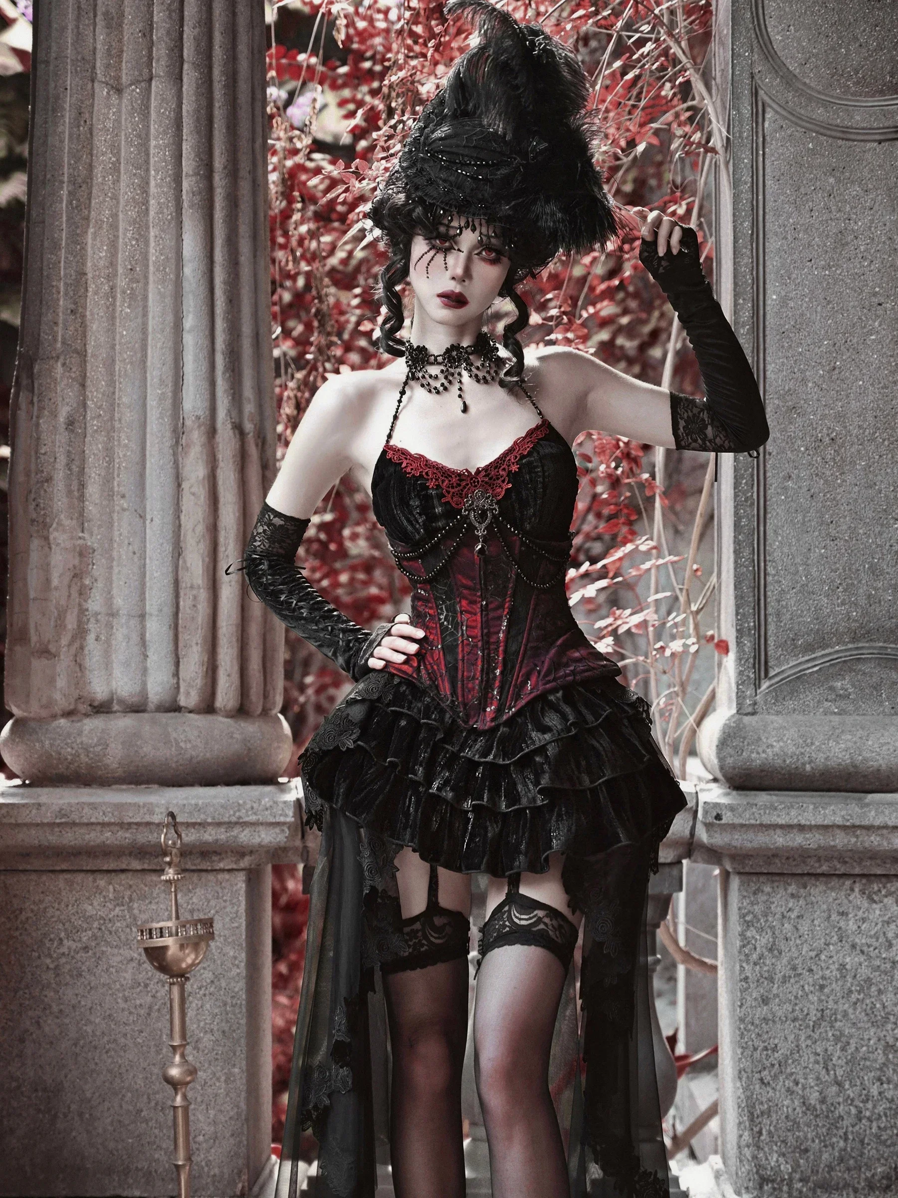 Оригинальный Женский костюм Goth Elvet на Хэллоуин с юбкой-топом без рукавов и лямкой