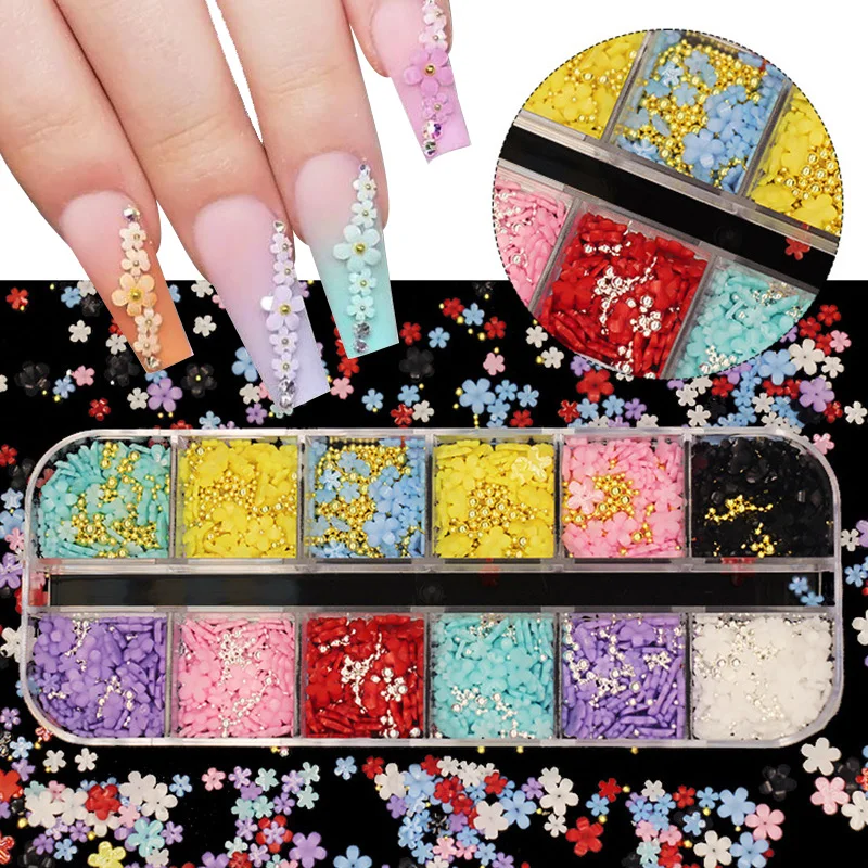 

Акриловые бусины для ногтей, 12 цветов