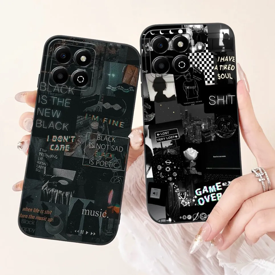 Защитный чехол для телефона с камерой для Honor X6B JDY-LX1 Funda в клетку Moon Night Sky, жидкая силиконовая мягкая задняя крышка ItelA05s 6,6 дюйма (art.: 3920cabff9459) - 3920cabff9459