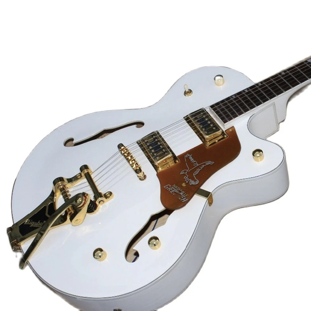 

Custom shop F hollow body jazz electric guitar white color Jazz gitaar.Rosewood fingerboard.mahogany body guitarra.