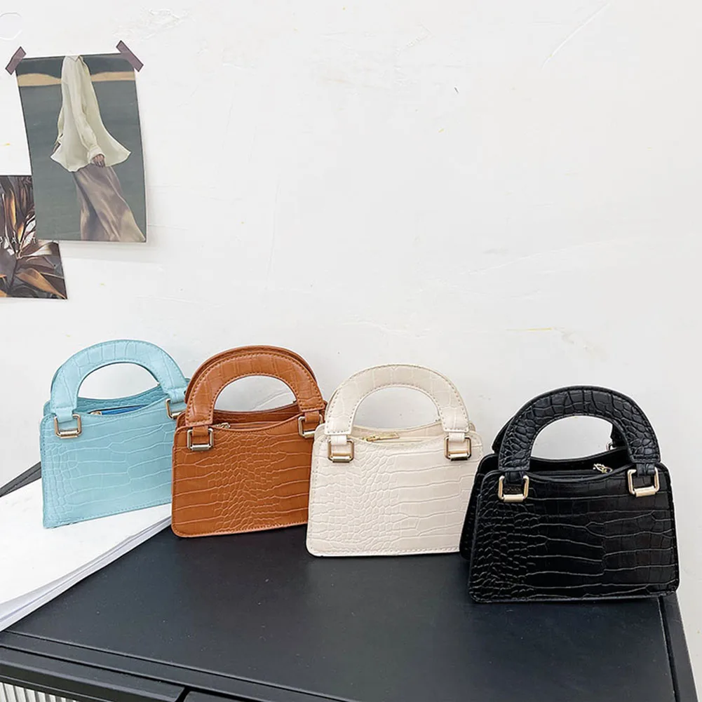 

Классические дамские сумки на плечо с крокодиловым узором, маленькие однотонные сумки на молнии, сумки-мессенджеры из мягкой искусственной...