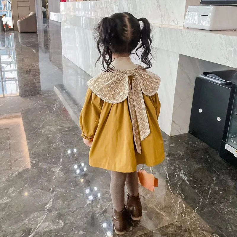 Freely Move Girls Windbreaker Baby Coat Top Autumn Long Bowknot Lapel Trench Children's Clothing Kids Jacket Casual Outerwear