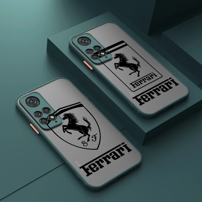 

Luxury Car Enzo Ferrari Logo For Xiaomi 12 11 T Pro S Redmi Note 12 11 10 9 8 Pro S T 5G Frosted Translucent Phone Case
