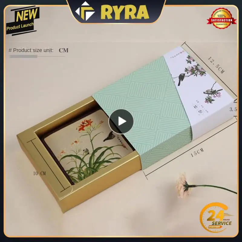 

Tourism Cultural And Creative Gifts Coaster 10 10cm Tea Mat Heat Insulation Non-slip Pad Set Mat Dining Mat Chinese Style Gold