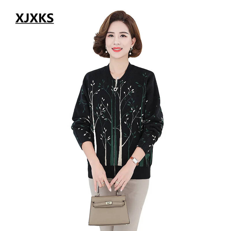 

XJXKS 2022 Autumn Winter Latest Loose Plus Size Zipper Cardigan Women's Chaquetas High Quality Wool Knit Jaqueta Feminina Jacket