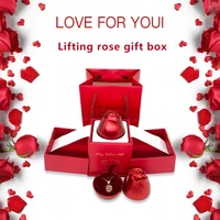 fashion wedding rose ring box holder necklace jewelry display storage case gift