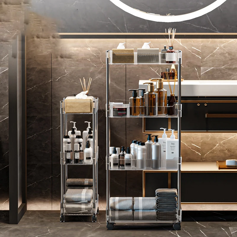 

Пластиковый стеллаж для хранения на 3/4 уровней, бытовая многофункциональная настольная стойка для хранения, прозрачная стеллаж для хранения