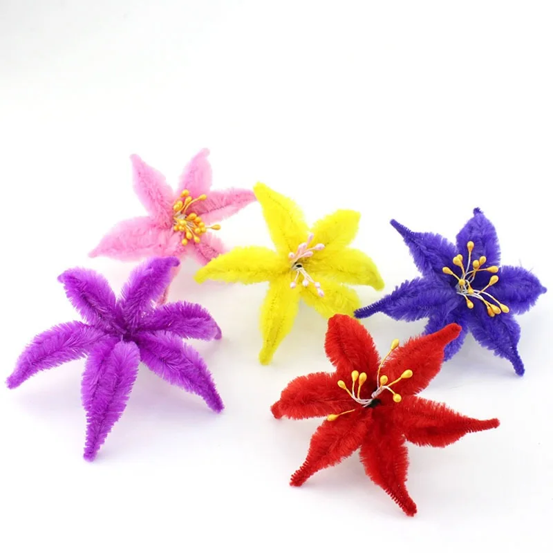 100pcs Handmade Colored Wool Root Top Twisting Bar Handmade Fluffy Bar Iron Wire Creative Plush DIY Play Decorations Baby Toys