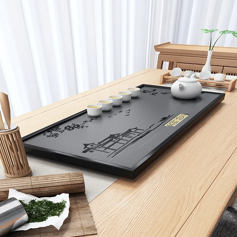 

Decorative Black Kitchen Serving Tray Decorative Living Room Tea Tray Provide Luxurious Board Plates for Food Dienblad Teaware