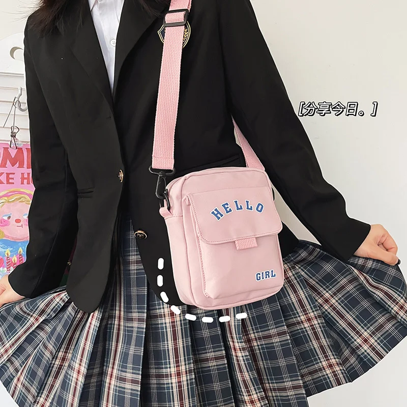 

Nylon Small Square Handbag Korean Ulzzang Style Versatile Women's Bag Letter Printed Crossbody Harajuku Student Shoulder Bag