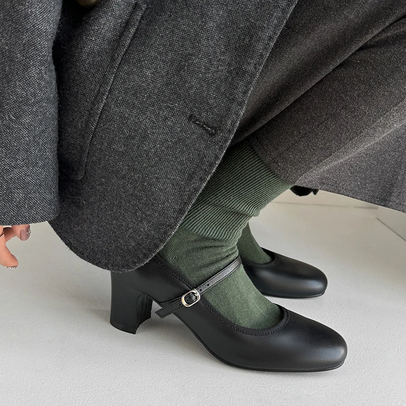 Женские туфли-лодочки 6 см туфли Мэри Джейн на каблуке элегантные весенне-осенние