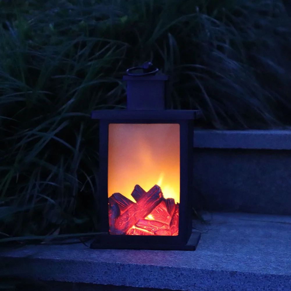 

Retro Lantern Light Handle Outdoor Portable Fireplace Flame Ornament Lawn Battery Operated Decorative Indoor Gift Led Hanging