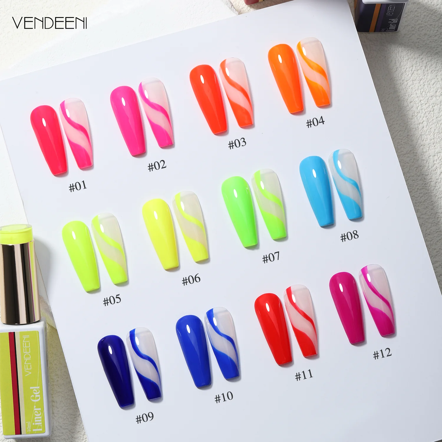 Vendeeni новая популярная профессиональная 12 цветов флуоресцентная подводка для ногтей гель для ногтей уникальный бренд неоновая подводка для ногтей коллекция гель-лаков (art.: 3920d46dba62e) - 3920d46dba62e