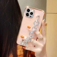 plating camera glitter diamond luxurious bracelet phone case for iphone 13 12 11 pro max xr x xs 7 8 plus se2020 soft cover