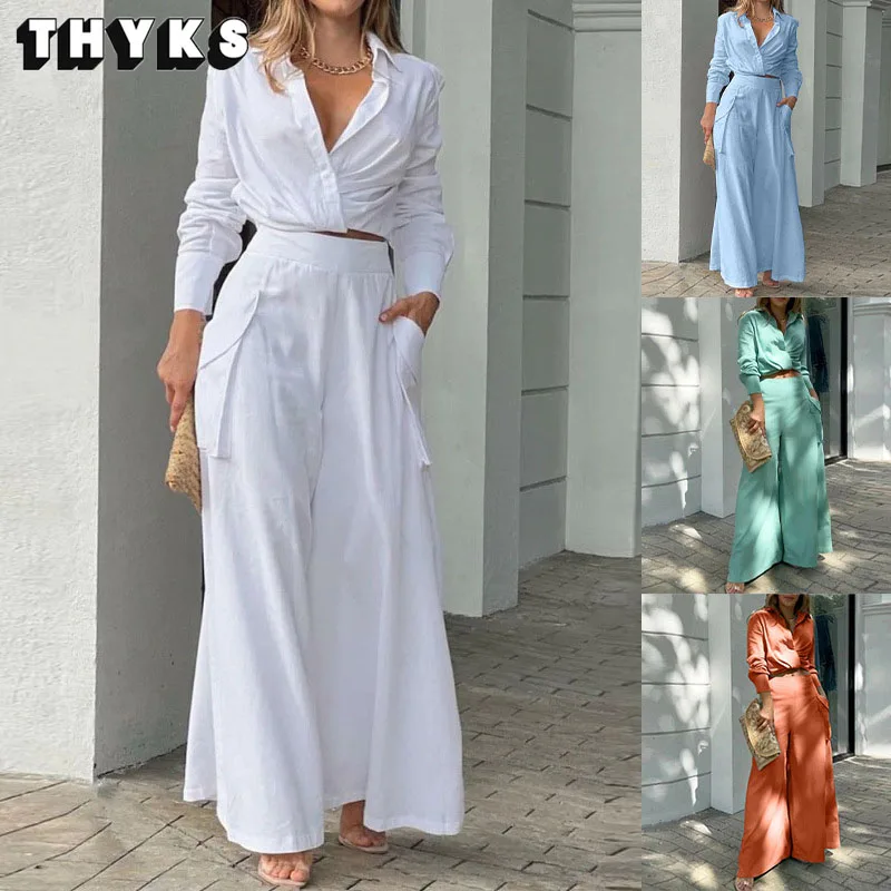 

Spring and Autumn New Women's Slim Fit Commuter Set Relaxed Casual V-neck Elastic Force Open Back Waist Wide Leg Jumpsuit
