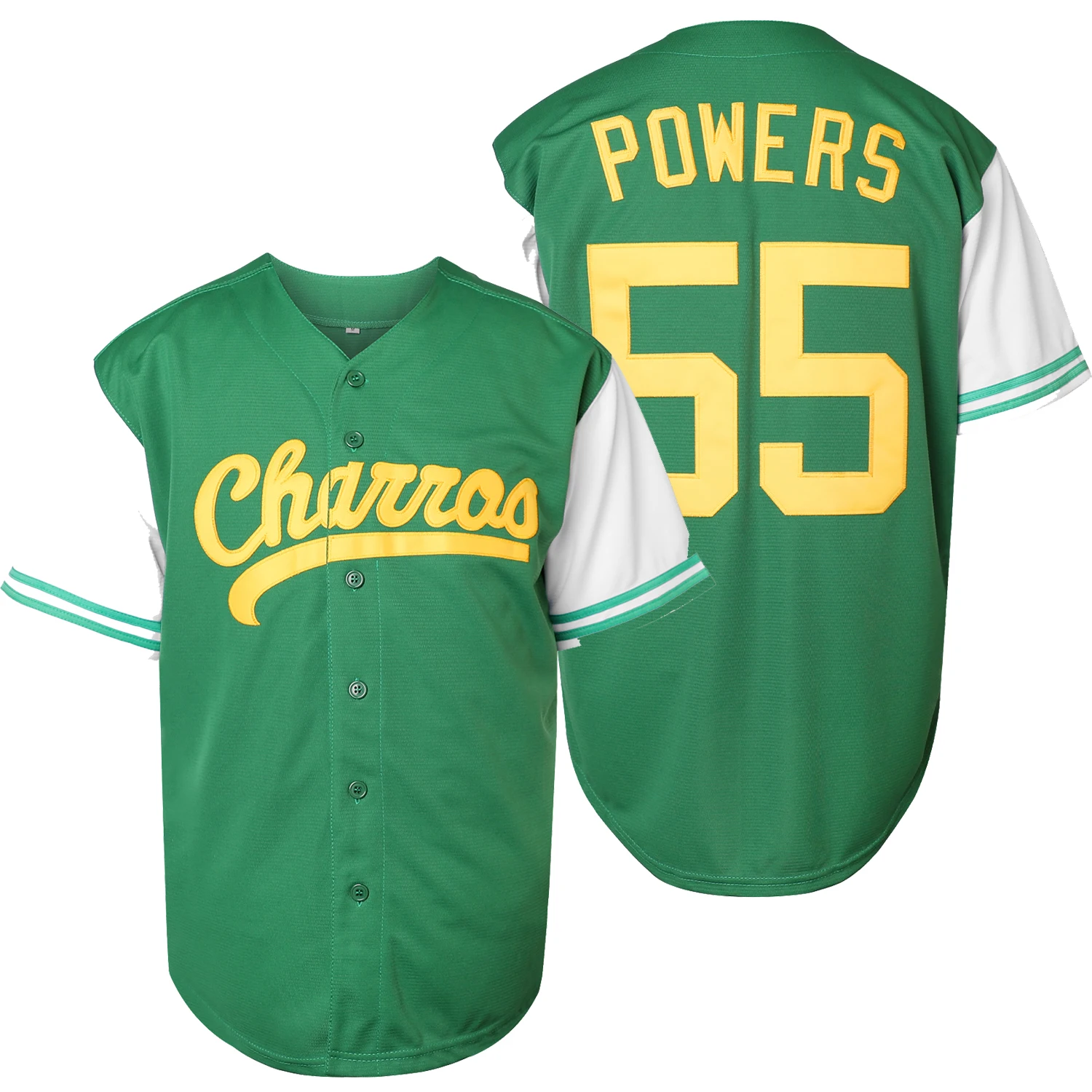 

Mens Kenny Powers #55 Eastbound and Down Mexican Charros Kenny Powers 100% Stitched Movie Baseball Jersey Green Blue Fast Shipp