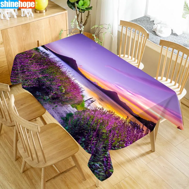

New Arrival Custom Landscape Table Cloth Waterproof Oxford Fabric Rectangular Tablecloth Home Party Tablecloth