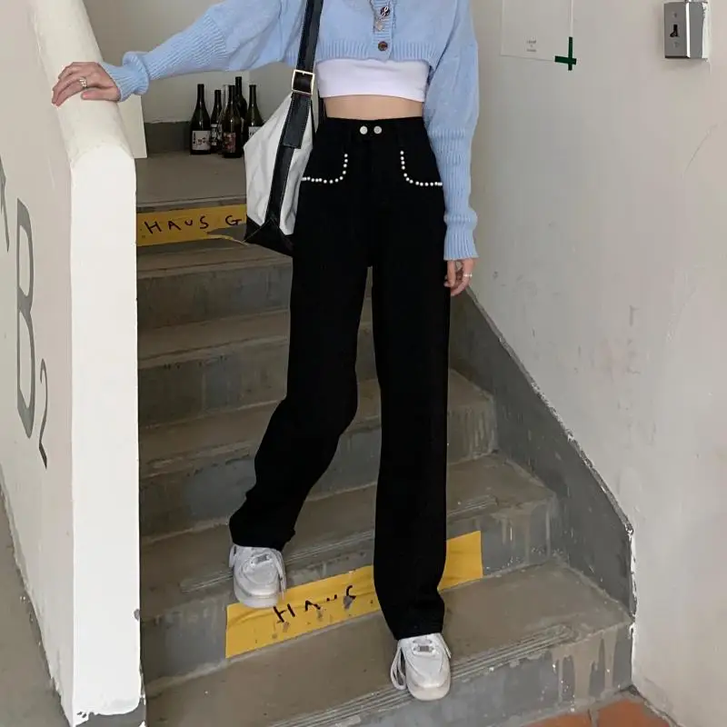 

DD2020 New fashion all-match denim design high waist slim wide leg jeans