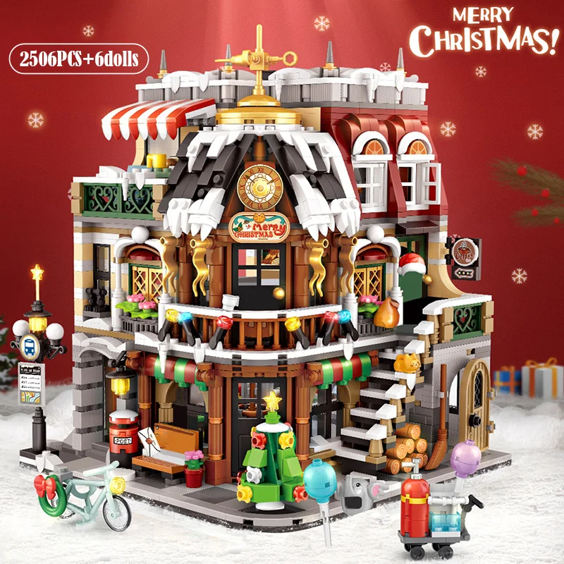

Street View Christmas Coffee House Model Mini Architecture 2506PCS Modular Building Blocks Brick Toy Christmas Gift for Children
