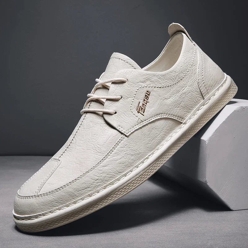 

Shoes for Men 2024 The New Leather Shoes Men Sneakers Lace Up Casual Black Flats Korea Style Luxury Casual Loafers