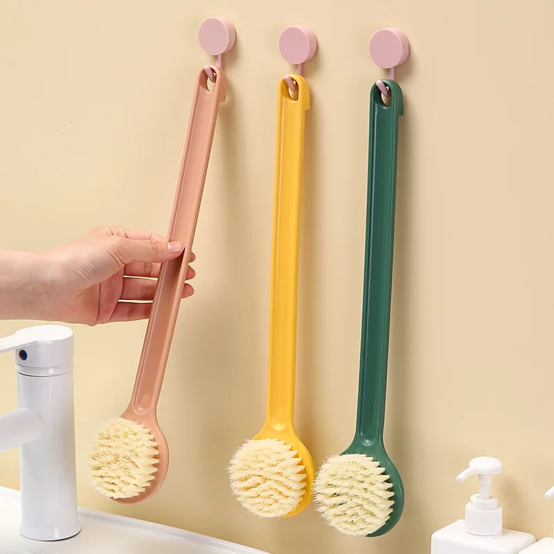 

Portable Bathing Brush with Soft Fur Long Handle Exfoliating Back Rub Shower Brush Comfortable Exfoliating Artifact Bathroom
