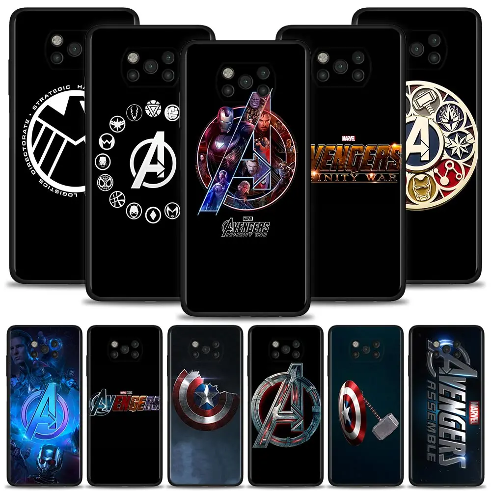

For Xiaomi Poco X3 Pro X3NFC X3GT M3 M3Pro M4Pro F3 Case for xiaomi 12 Pro 12X 11 Lite 11T 10TPro Cover Marvel avengers Logo