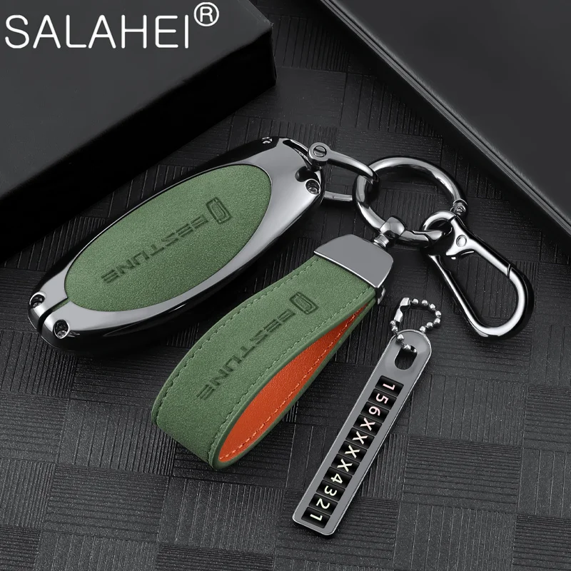 

Zinc Alloy Car Smart Remote Key Case Cover Bag Fob Protector Holder Shell For FAW Besturn T33 T77 T99 Keychain Accessories