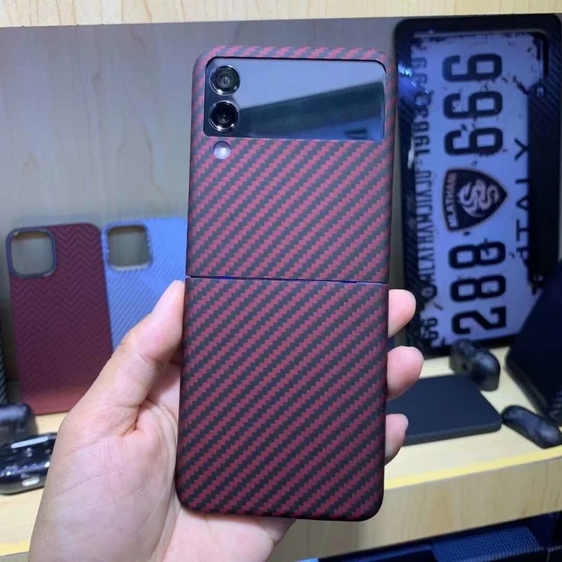 Real Carbon Fiber Case For Samsung Galaxy Z Flip 3 Case Aramid Fiber Cover Ultra-thin for Samsung Galaxy Z Flip 3 Phone Cover