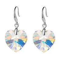 trendy love heart pendant earrings women color peach heart crystal hook dangle earrings women wedding gift boucle doreille