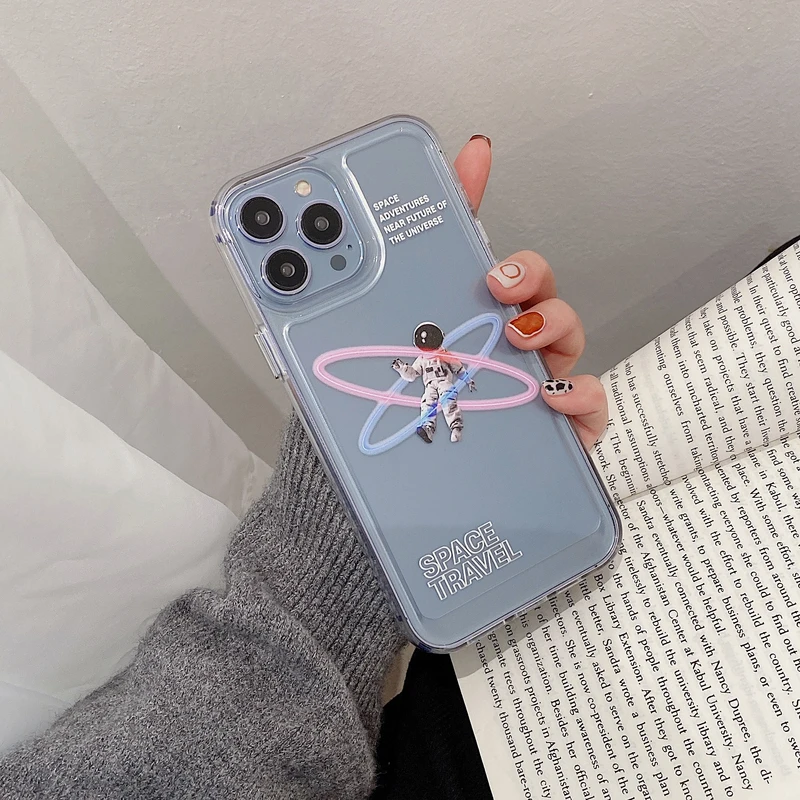

Luxury Space Astronaut Transparent Phone Case For iPhone 11 12 13 Pro XS Max X XR 7 8 Plus SE 2 Cases Clear Soft TPU Cover