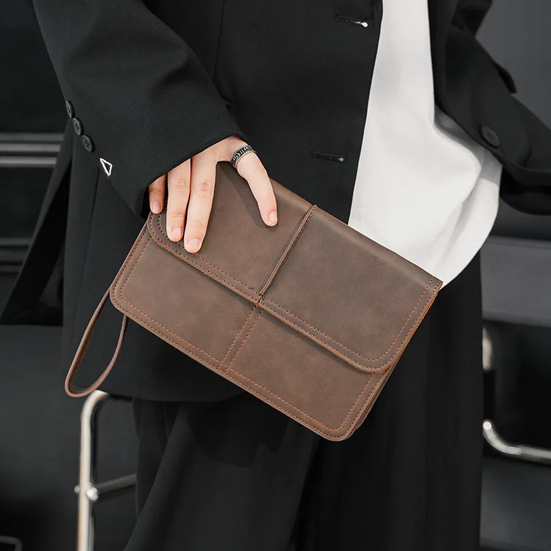 

High Quality Men's Clutch Bag PU Soft Leather Casual Envelope Wallet Male Business Luxury Handbag Phone Bag