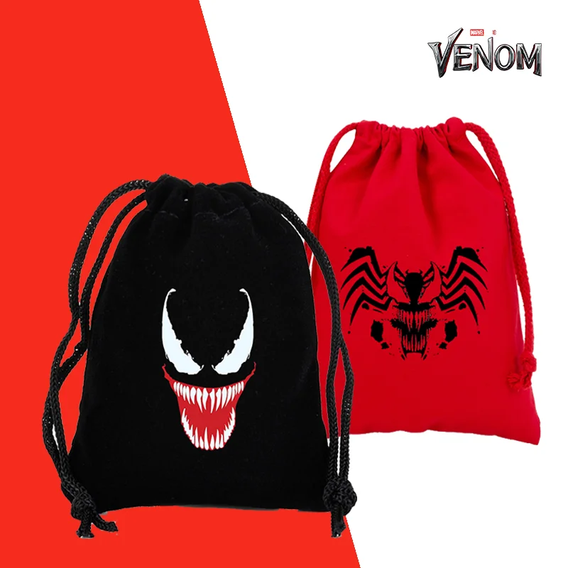 Фото Большая сумка Venom на шнурке, рюкзак с принтом, сумка с рисунком персонажа из мультфильма, вместительная портативная анимированная детская сумка для конфет, подарок №1