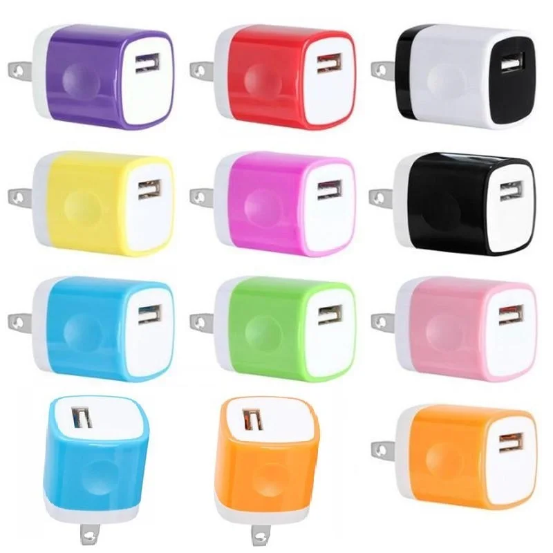 

500pcs 5V 1A Colorful usb US AC Home Wall Charger plug For iphone X 8 7 6 5 5s for samsung s6 s7 s8 USB phone chargers