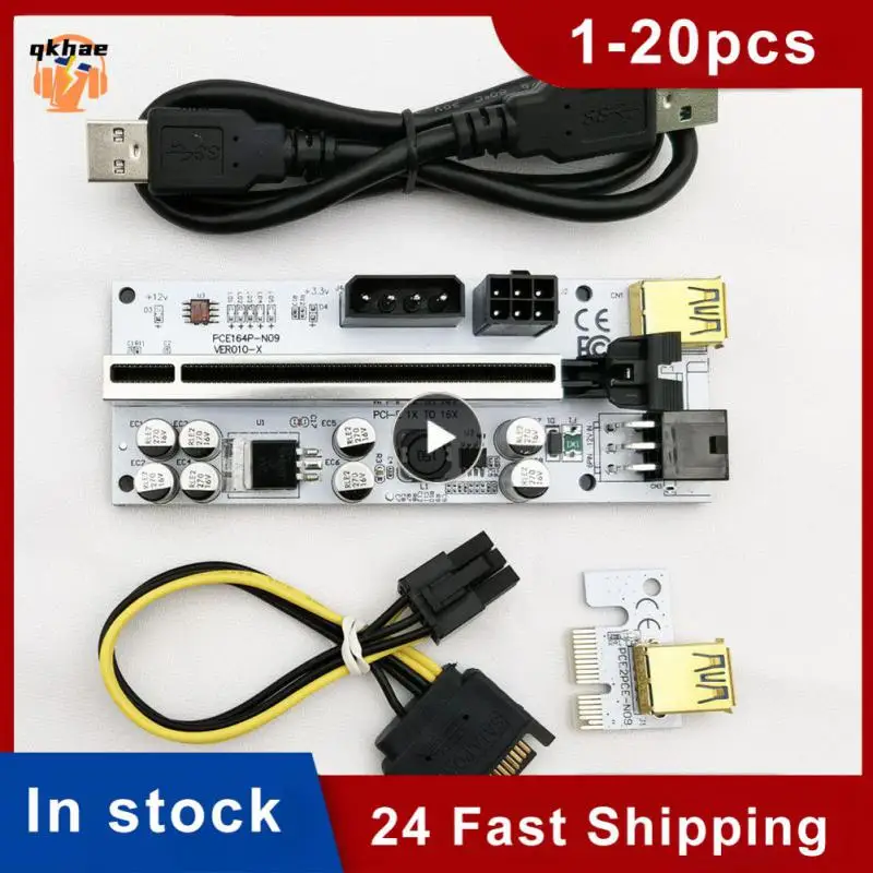 

6pin Pcie Ver010-x Pci-e X1 To X16 Graphics Card Extension Cable Whiteboard Expansion Card Linux / Xp / Win7 8 10