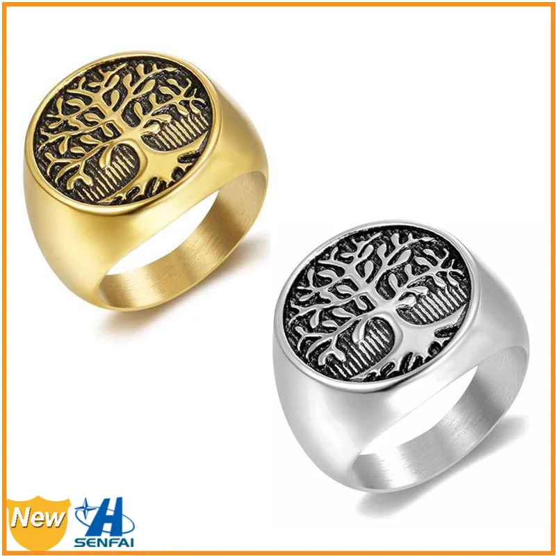 Мужское кольцо из нержавеющей стали с изображением дерева жизни Мужское кольцо из нержавеющей стали с изображением дерева жизни