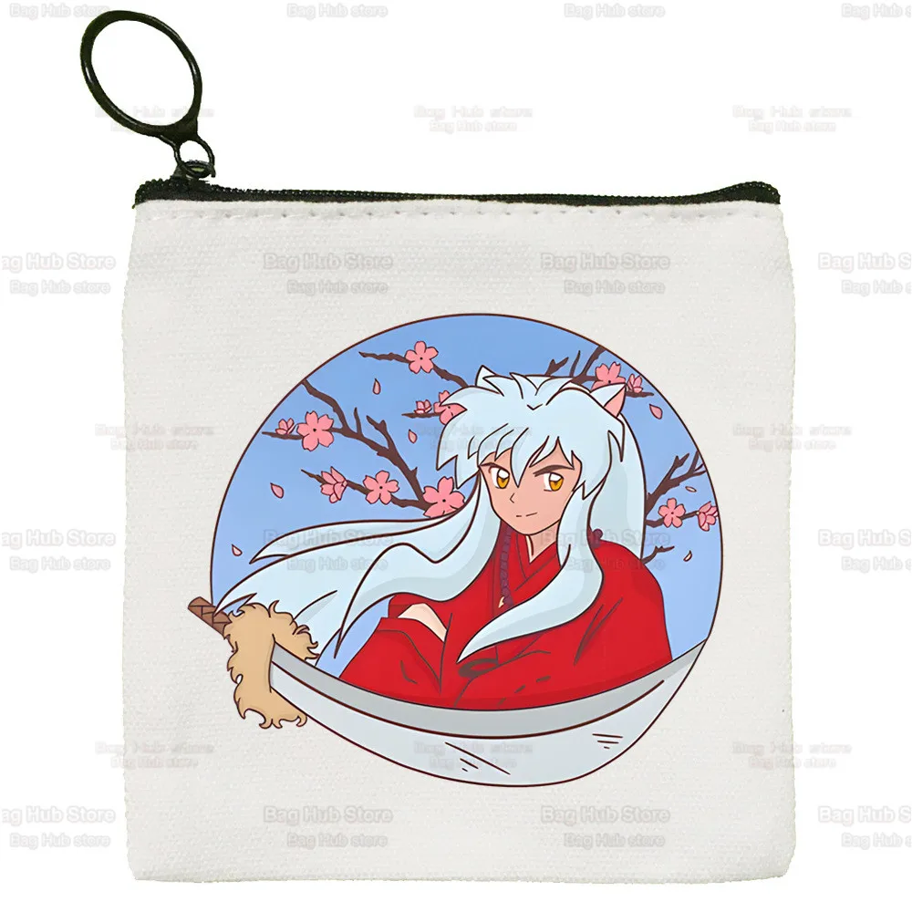 Feudal Demon Inuyasha Canvas Coin Purse Sesshoumaru Kagome Higurashi Anime Canvas Bag Small Wallet Zipper Key Bag Hand Gift