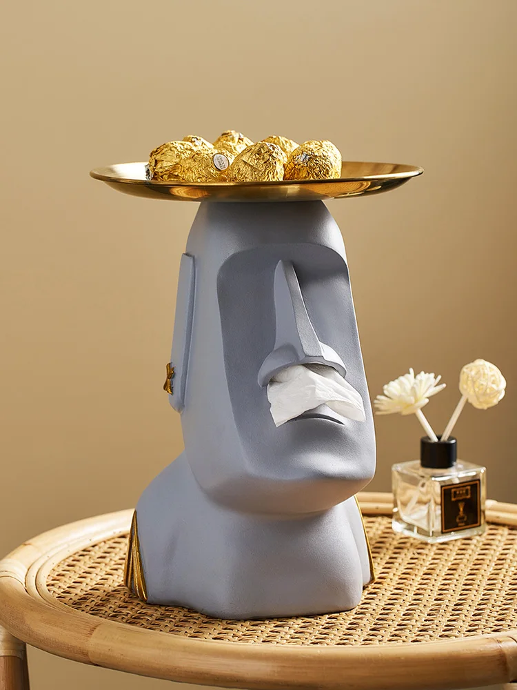 

Luxury Stone Statue Tissue Box Creative Personality Fruit Snack Storage Tray Home Decoration Paper Extraction Box Ornaments